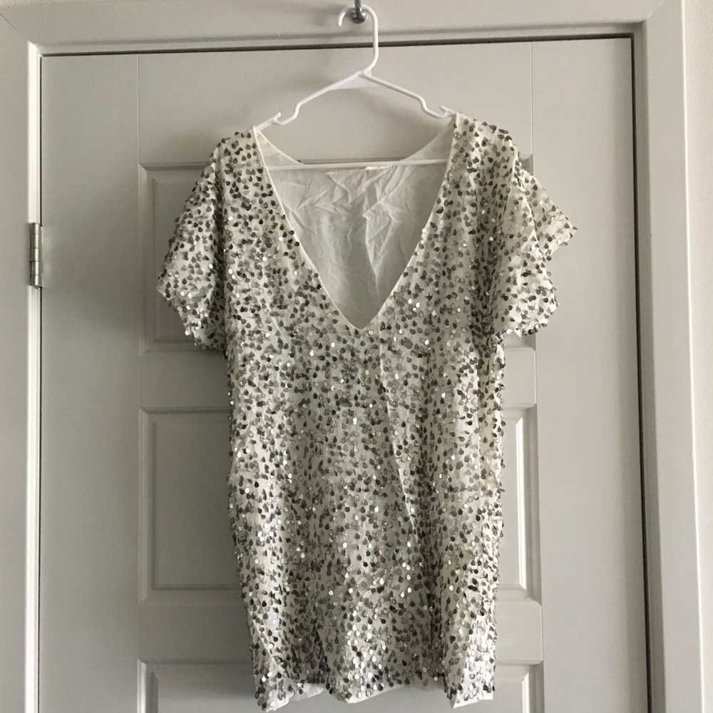 White Sequined, Free People dress/shirt/beachcover